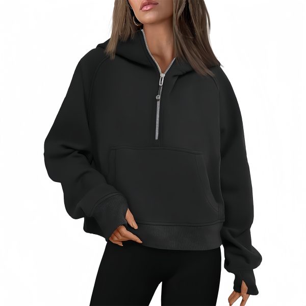 Hooded zipper thick hoodie top - Image 4