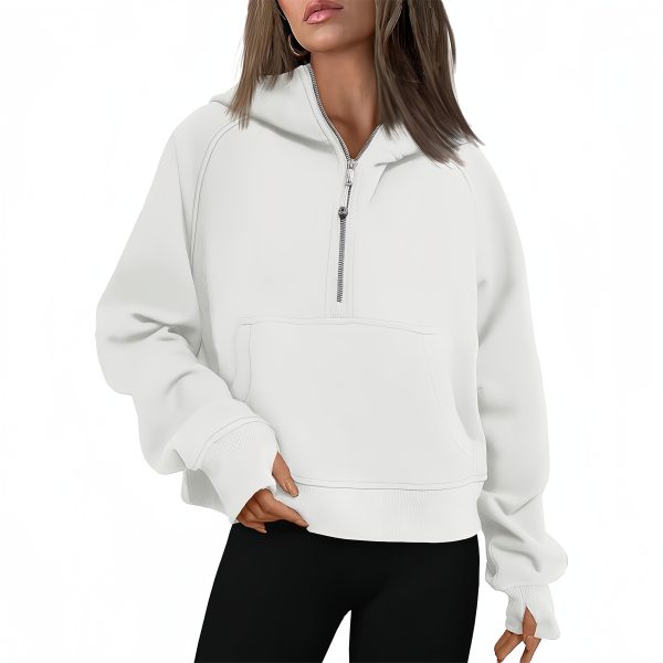 Hooded zipper thick hoodie top - Image 3