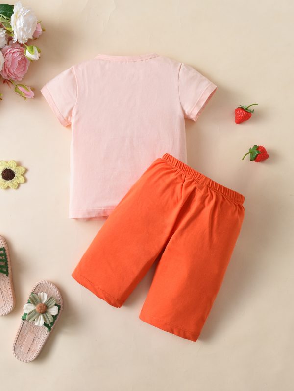 Girls' round neck short sleeved T-shirt shorts set - Image 2