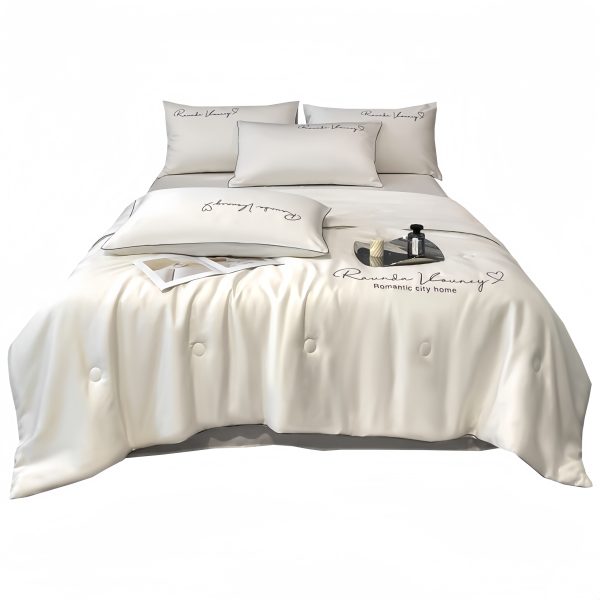 Ice Silk Summer Cool Quilt Set of Four（summer blanket 200x230cm+bed sheet 245x245cm+pillowcase *2）
