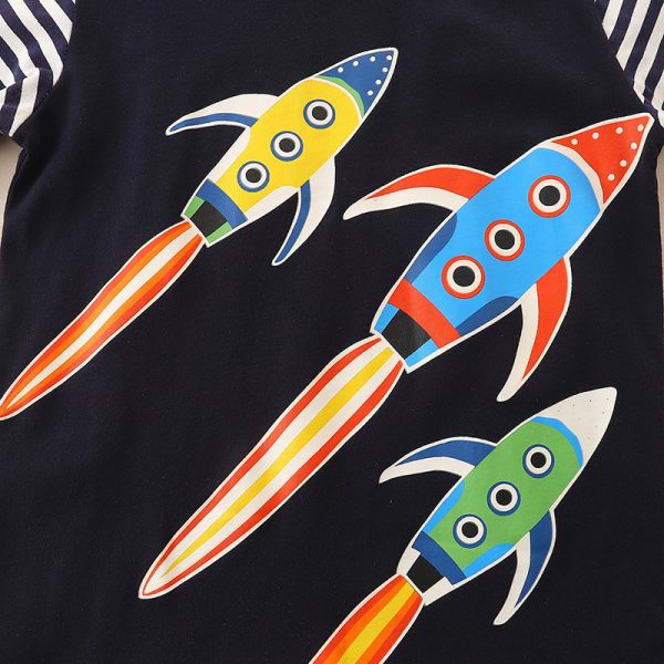 Night light rocket pattern spliced long sleeved top - Image 4