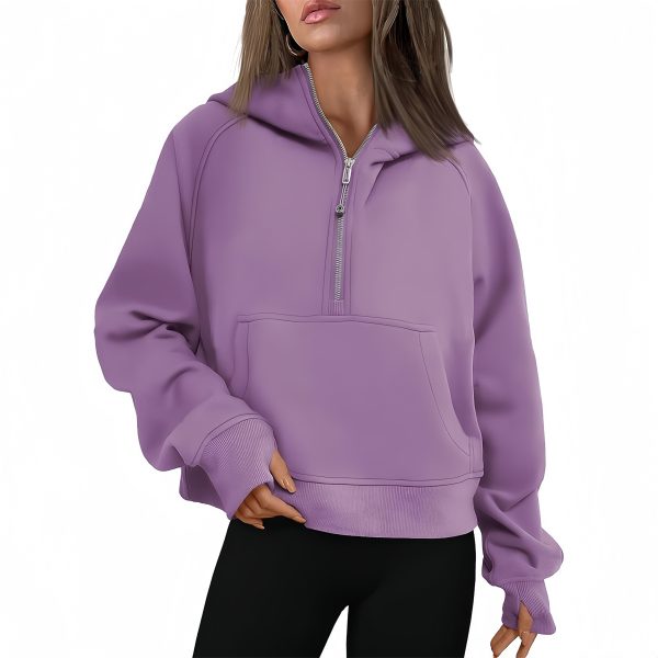 Hooded zipper thick hoodie top - Image 5