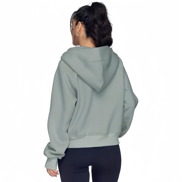 Hooded zipper thick hoodie top - Image 2
