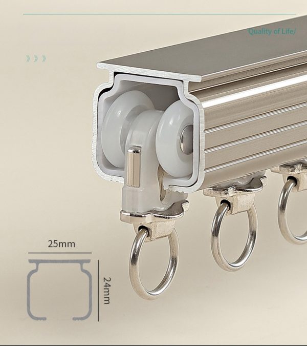 Thickened aluminum alloy curtain with dual tracks and integrated silent steel wheel style