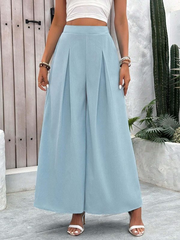 Waist pleat slimming loose pants