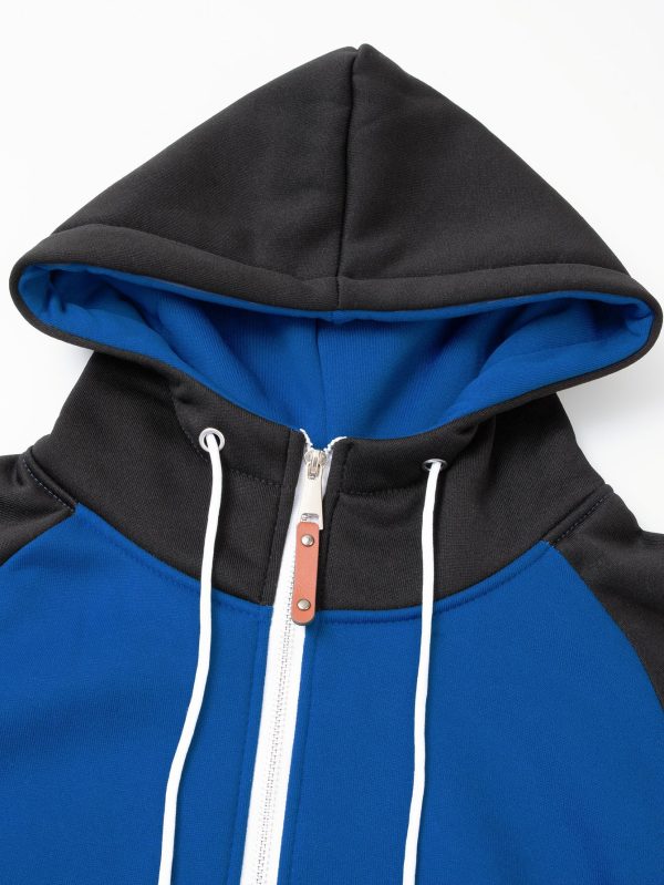 Color blocked zipper cardigan with fleece - Image 3