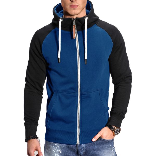 Color blocked zipper cardigan with fleece