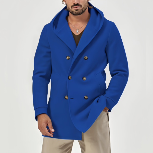 Woolen windbreaker hooded casual solid color jacket